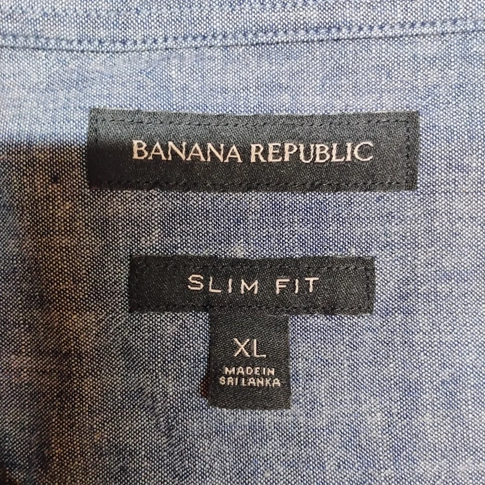 Banana Republic Slim Fit Denim Color Cotton Button Shirt Long Sleeve‎ XL Mens A
